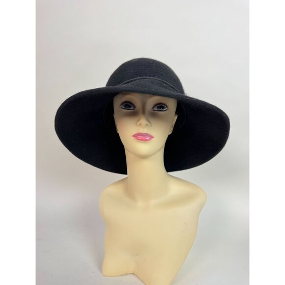 Helen Kaminski Vintage Black Wool Felt Wide Brim Hat Made In Australia main image 13
